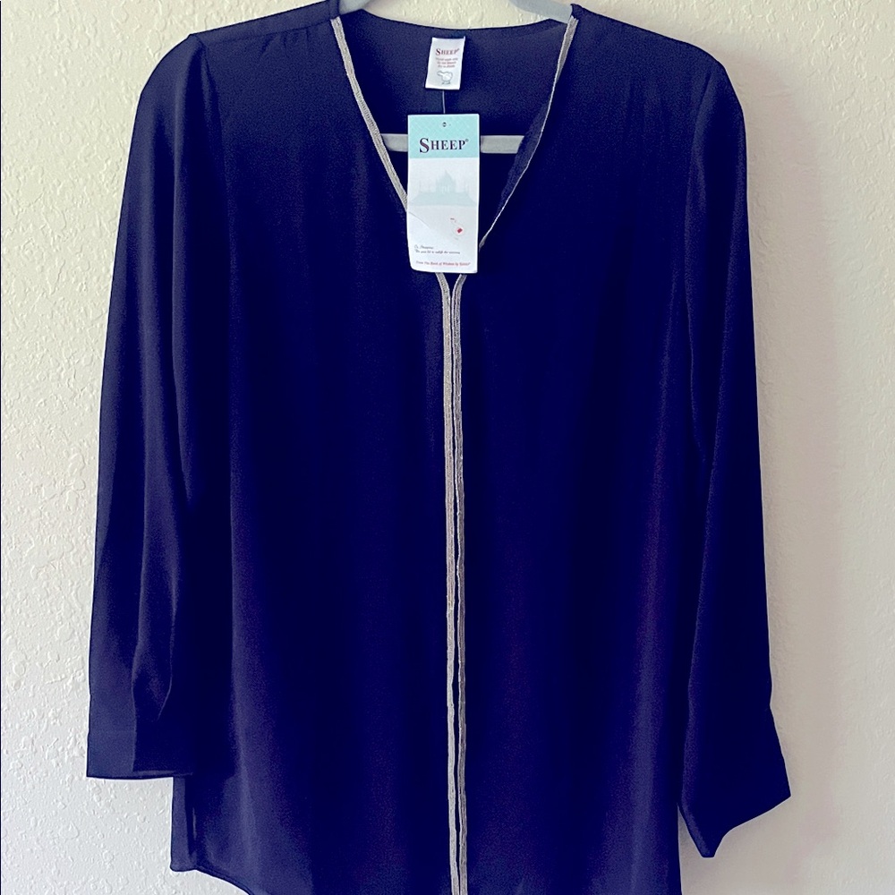 NWT Sheep royal blue blouse size might be L